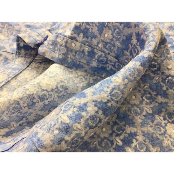 LL Bean Floral Linen Skirt Cornflower Blue Womens 4 - Picture 2 of 7